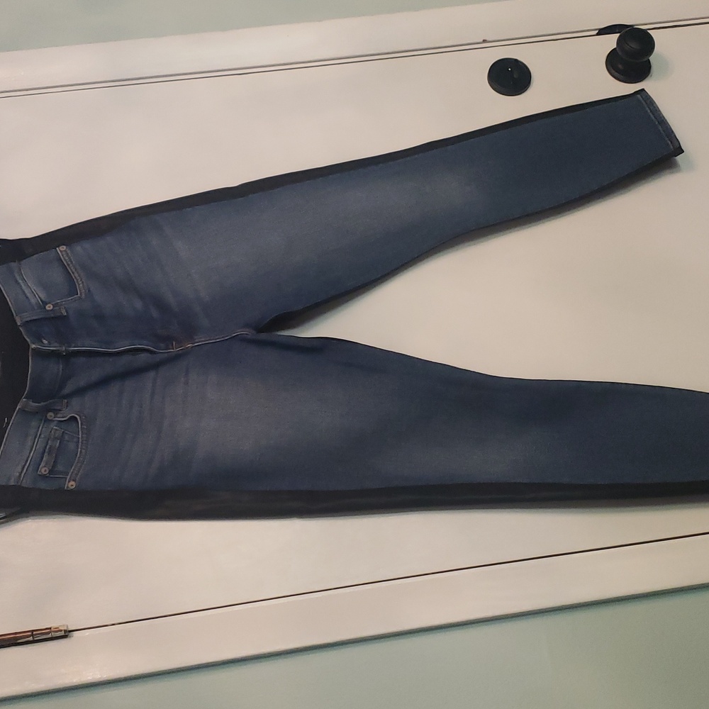 7 for all mankind high waist skinny ankle two toned waxed cotton jeans 29w 26l